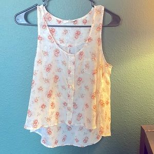 Sheer flower tank top